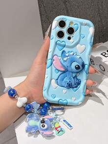 Disney Has Authorized, Phone Case - Chain Set, The Stitch Lilo & Stitch 3D Phone Case Plus A Silicone 3D Stitch Bracelet With Metallic Ring Removable Bracelet, Stitch And Angel Pattern, Compatible With Iphone17/16/15/14/13/12/11/XS/XR/X Plus Pro Max, A Stylish Cartoon Phone Case, The Perfect Gift Choice, Phone Protection, Durable Phone Cover, Great Gift For Friends And Family. - trắng - Xem 6