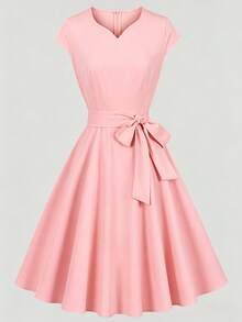 Vestido de Color Sólido para Mujer - Burdeos - Ver 2