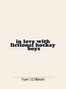 1pc Bookish Sticker, "In Love With Fictional Hockey Boys" Slogan Decal For Kindle Cover, Cute BookTok Inspired Typography Sticker, Gift For Romance Novel Lovers & Readers - Multicolor - View 2