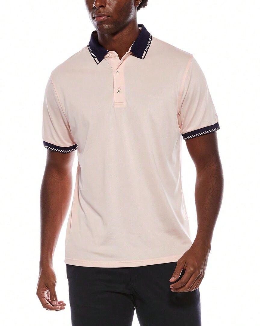 Ben Sherman Checker Rib Air Pique Sports Fit Polo Shirt - 粉色 - 查看 1