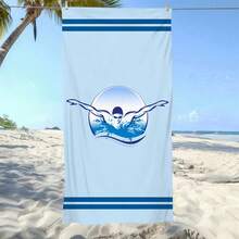 1pc Ultra Soft Swimming Pattern Beach Towel For Beach & Pool Party - Vacation Beach Accessory Beach Blanket Pool Towel - Multicolor - View 2
