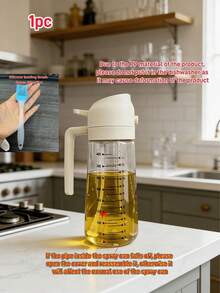 1pc 400ml/300ml/200ml 2-In-1 Spray Oil Bottle, Made Of PP Material, With Spray And Pour Functions, Can Be Used As Olive Oil Sprayer And Oil Dispenser, Effectively Reduces Oil Splatter, Suitable For Kitchen Cooking, Grilling, Frying, Air Fryer, Baking, Salad Making, Garden Watering And Home Cleaning, Random Color Delivery. - Transparent - View 14