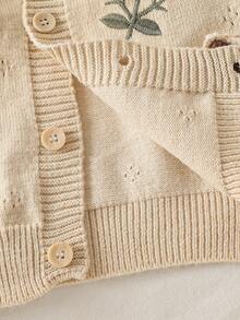 Girls' Knitted Flower Sweater Long Sleeve Back To School Season - Apricot - View 3