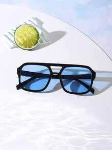 1PC Women's Aviator Oversized Fashion Glasses, Double Bridge Design High Quality Lightweight Portable Durable Personalized Versatile , Great For Daily Outdoor Commuting Travel Outfits, With Glasses Box - Multicolor - View 6