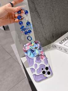 Disney Has Authorized, Phone Case - Chain Set, The Stitch Lilo & Stitch 3D Phone Case Plus A Silicone 3D Stitch Bracelet With Metallic Ring Removable Bracelet, Stitch And Angel Pattern, Compatible With Iphone17/16/15/14/13/12/11/XS/XR/X Plus Pro Max, A Stylish Cartoon Phone Case, The Perfect Gift Choice, Phone Protection, Durable Phone Cover, Great Gift For Friends And Family. - White - View 5