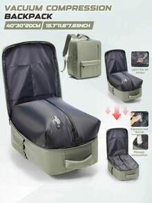 Mochila de viaje unisex de gran capacidad con compresión al vacío, bolso de hombro, bolsa de almacenamiento multifuncional con compresión al vacío, mochila práctica de gran almacenamiento casual & de negocios para estudiantes, múltiples compartimentos y bolsillos para un almacenamiento clasificado y ordenado. - Multicolor - Ver 13