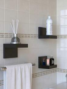 Estantería de almacenamiento montada en la pared de color negro profundo, estante flotante moderno, estantería de almacenamiento estrecha que ahorra espacio con soporte de placa de hierro, fijada con tornillos, adecuada para el hogar y la oficina - Multicolor - Ver 6