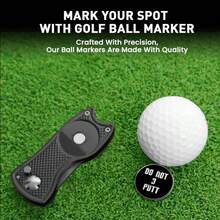 FINGER TEN Golf Hole Repair Tool With Do Not 3putt Ball Marker 1pc, Foldable Magnetic Stainless Steel Repair Tool With Pop-Up Button, Portable Golf Green Accessory, Suitable For Men And Women - Black - View 6