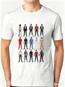 T-shirt da uomo con stampa grafica, stile streetwear pop music, vestibilità regolare, 50% misto cotone, elasticizzata, manica corta, top estivo per tutti i giorni. - nero - Visualizzare 7