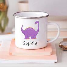 Taza de café de dinosaurio personalizada con nombre, taza personalizada para niños, recuerdos de fiesta de cumpleaños para niños, regalo de Navidad y San Valentín - -A015WH-88 - Ver 4