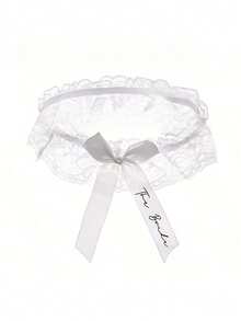1pc Wedding Decoration "Bride To Be" White/Black Printed Letter "The Bride" Lace Bow Leg Garters, Wedding Photo Props, Bridesmaid Gift, Bachelorette Party, Bridal Shower - Leg Ring - View 8
