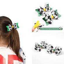 Ensemble d'accessoires pour cheveux de sport 4 pièces : pinces à cheveux à nœud motif football, pinces à cheveux fitness, accessoires pour cheveux de pom-pom girl pour femmes pour le quotidien et les fêtes, ensemble d'accessoires pour cheveux pour le jour de compétition, barrettes à cheveux, épingles à cheveux - Multicolore - Voir 2