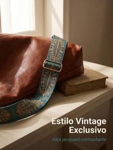 Bolsa Balde Feminina PU de Alta Qualidade, Alça Larga Estampada Ajustável, Estilo Street Casual para Uso Diário bolsas feminina transversal bolsas feminina bolsa bolsa transversal - Castanho - Visão 8