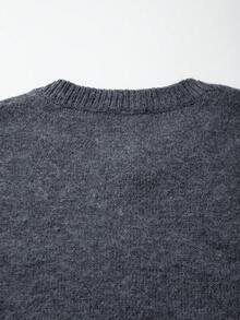 LOOKUN 26 New Solid Color Casual Loose Comfortable Cropped Long Sleeve Knit Sweater Cardigan, Grey - Grey - View 10