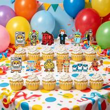 Roblox 12 piezas de adornos para pastel de papel divertidos de 5 cm, forma de bandera colorida de juego de dibujos animados, decoraciones de fiesta para pastel para cumpleaños, boda, graduación, baby shower - Roba un cupcake de Brainrot - Ver 5
