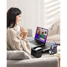 Laptop Lap Desk, Portable Laptop Desk For Bed - Fits Up To 17" Laptops And , Lightweight Lap Tray Table With Storage Drawer, Lap Desk With Cushion, Lap Stand For Bed And Couch - Black - View 6