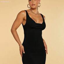 MewMuse. Vestido ajustado con fruncido de espalda abierta - Negro - Ver 3