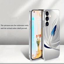 Expédition 24h depuis DE/FR/ES | Étui en verre trempé argenté électroplaqué avec motif de plumes blanches et ailes blanches bleu & blanc, protection de caméra & antichoc – Compatible avec Apple 11/12/13/14/15/16/17 Pro Max/Plus/SE/Air – Cadeau parfait – Pour Samsung Galaxy S21/S22/S23/S24/S25 Ultra - 1 image couleur - Voir 8