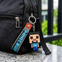 MINISO Minecraft 經典像素英雄鑰匙圈，電玩人物吊飾，復古遊戲機風格包包掛飾，Pixelcore 日常攜帶配件，街頭風後背包裝飾，桌面佈置點綴，旅行鑰匙環飾品 - 樣式 1 - 查看 4