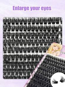 160PCS D-Curl 100D Cat Eye Lashes Clusters MIX 10-18mm Wispy Natural Fluffy Thick Reusable Eyelashes , For Daily Makeup Lash Clusters, Eyelash Extension Natural Lash Clusters,Lash Tech Supplies,Tail Elongated - D - View 4