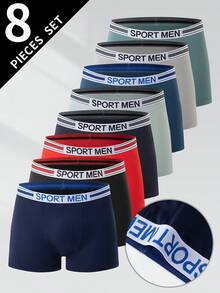8 piezas de bóxers tipo brief para hombre, cintura transpirable, ropa interior cómoda - Multicolor - Ver 1