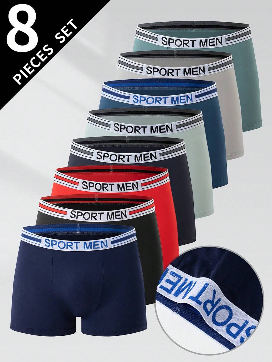 8 piezas de bóxers tipo brief para hombre, cintura transpirable, ropa interior cómoda - Multicolor - Ver 1