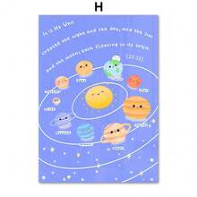 1pc The 's Path Islamic Educational Posters And Print Solar Syste Planets Wall Art Canvas Painting Children's Room Home Decor - Multicolor - View 29