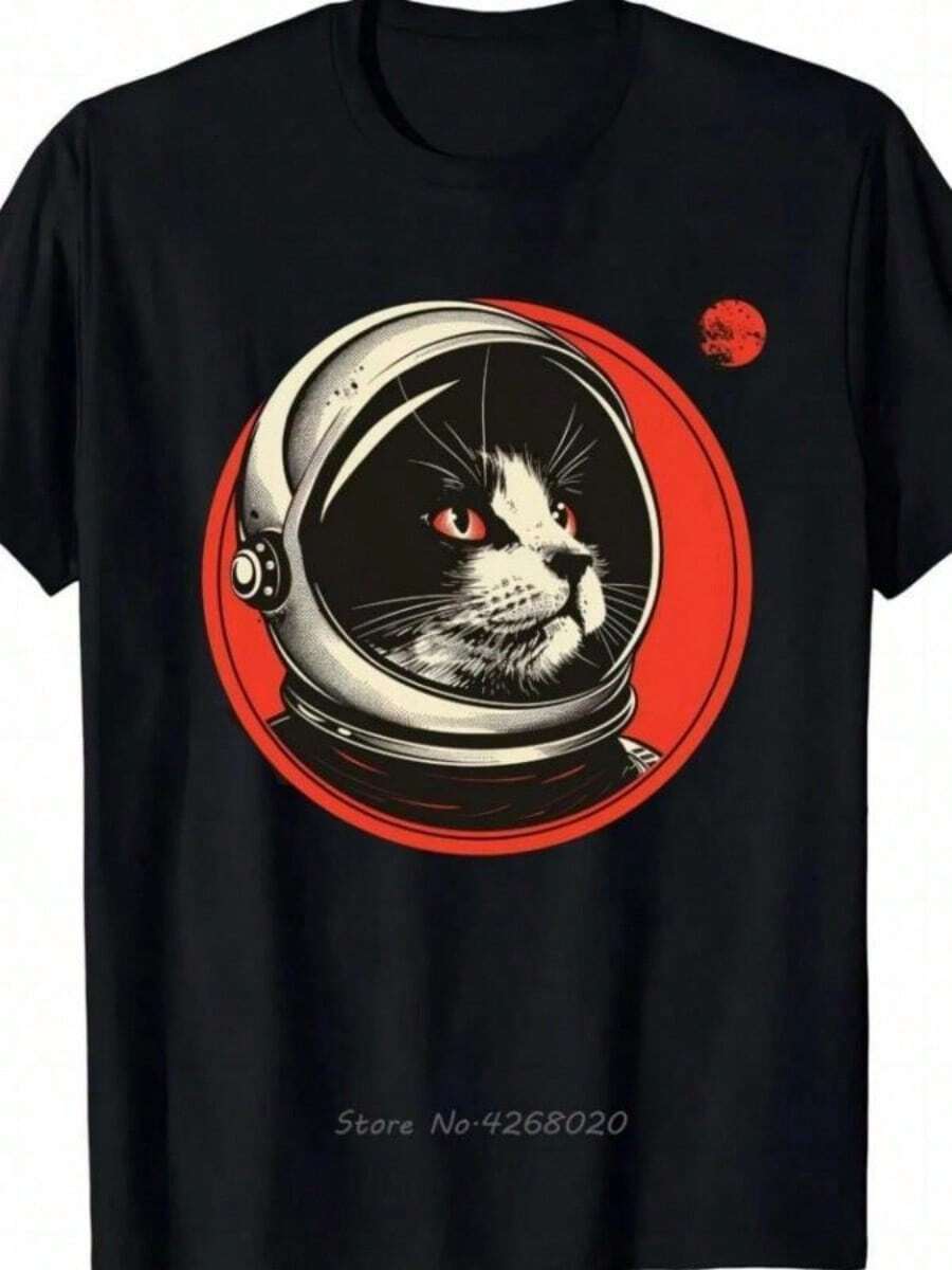Graphic Print T-Shirts, Women's Casual Clothing, Love Letter Print T-Shirts, Cute And Popular Clothing, Fashionable Short Sleeve Crew Neck T-Shirts - 黑色 5 - 查看 1