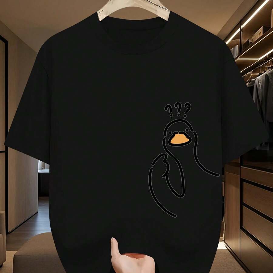 Men's 2025 T-Shirt, New And Modern, For Outdoor, Casual, Breathable, Quick-Drying, Moisture-Wicking, With Premium Print, Crew Neck, Micro-Elastic, Loose Fit, Easy Care And Versatile1 - 黑色 - 查看 1