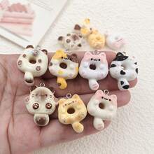 7/14pcs Cute Cartoon Cat Animal Pendant, Resin Charm, Cartoon Cat With Long Tail Design, Jewelry Making Supplies, Adorable Resin Hanging Decor, DIY Earring Materials - Random Mix - Multicolor - View 12