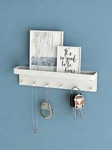 Wall Mounted Key Holder With Shelf Hooks Drill-Free Convenience Organizer Can Store Glasses, Jewelry, Towels, And Umbrellas Space-Saving Storage Rack For Entryway Hallway Office Decorative(6 Key Hooks) - Multicolor - View 14