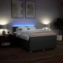Joinmee Sommier à lattes de lit avec matelas Gris foncé 140x200cm Tissu - Gris - Voir 4