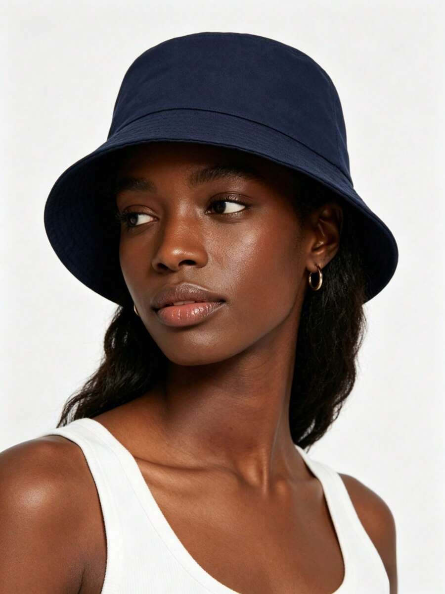 1 pieza Sombrero de cubo de unicolor unisex, sombrero básico casual de protección solar, sombrero de cubo ligero para uso diario y de playa - multicolor - Ver 1