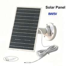 Chargeur de panneau solaire 8W convenant pour les caméras de , chargeur solaire, caméras à batterie rechargeable 5V d'extérieur, panneau solaire USB, petit panneau solaire, taux de conversion élevé, port de charge USB Type-C, installation facile, applicable pour les caméras Ring, les sonnettes, les lumières et les appareils de surveillance avec batteries rechargeables, câble réglable à 360 degrés de 6,5 pieds, puissance de sortie 8W, 1 set - Petit - Voir 2