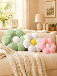 Flower Throw Pillow, Flower Shaped Decorative Pillow Daisy Throw Pillow Cushion Cute Flower Cushion For Sofa Bed Home Decor Pillow - White With Yellow Core - View 4