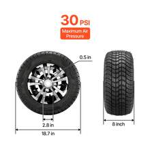 Golf Cart Wheels, 10" 205/50-10 Black Aluminum Alloy Golf Cart Tires And Wheels Combo (Set Of 4) Fit Club Car, EZGO, Yamaha, 4 Ply Rubber 4-Lug Lawn Mower Tires & Rims, 675 Lbs Load, All-Terrain - 10" 205/50-10 - 查看 10