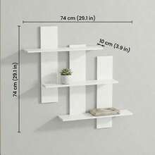 Estantería de almacenamiento multicapa montada en la pared, hecha de tablero de fibra, estante de exhibición multifuncional adecuado para la oficina y la decoración del hogar, se puede usar para almacenar esculturas y pequeños adornos, decorativo y práctico - Multicolor - Ver 3