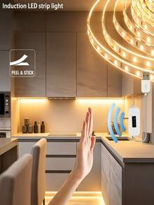 Luz LED Inteligente 2835 con Retroiluminación LED Deportiva USB 5V, Interruptor de Sensor de Escaneo Manual, Luz de Sensor de Escaneo Manual Decorativa, Adecuada para Dormitorio, Fiestas Navideñas Familiares, Cocina, Decoración de Armario. - Blanco - Ver 6