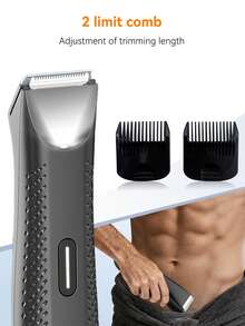 Multi-Purpose Body Hair Trimmer,Hair Clipper,Men's Body Groomer - USB Rechargeable With Long Strip Push-Button Design, Compact & Easy To Use - Black - View 7