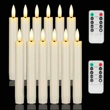 附遙控定時器無焰錐形蠟燭，LED 閃爍燭台，電池供電蠟燭，6.4 英吋，適用於居家聖誕婚禮慶典裝飾（不含金色底座） - AAA - 查看 18