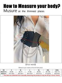 1pc Women's Renaissance Accessory Black Punk Style Drawstring Adjustable Corset Belt, Suitable For Halloween Night Or Daily Wear - Black - View 5