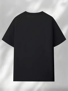 Men's Printed T-Shirt With Chinese Artistic Font, Suitable For Casual Wear In All Seasons, Summer Casual Wear, Everyday T-Shirts, Men's Printed T-Shirt. - 黑色 - 查看 2