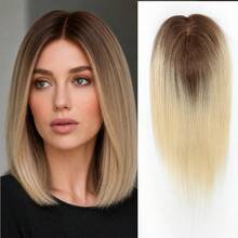 Penutup Rambut Wanita dari Rambut Manusia Asli Ukuran 7x11cm, Model Jepit, Menutupi Akar Rambut Beruban Alami, Rambut Palsu dengan Dasar Renda yang Tak Terlihat dan Bernapas, Panjang 12 Inci, Cocok untuk Rambut Tipis - MultiWarna - View 2