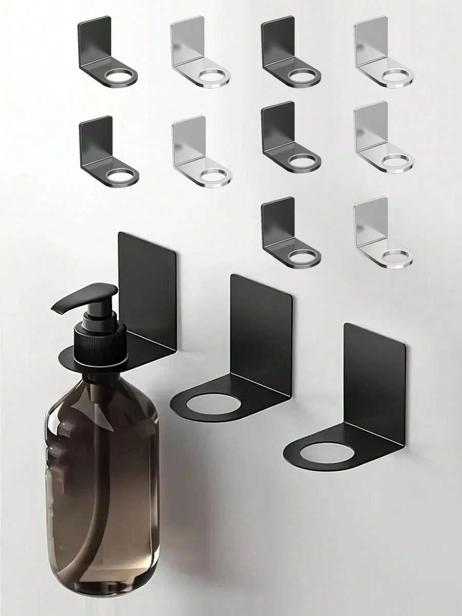 Extra Large Stainless Steel Wall-Mounted Storage Rack, No Drilling Required, Space-Saving. Suitable For Shower Gel Rack, Hand Soap Rack, Shampoo Rack, Dish Soap Rack And Space Aluminum Alloy Wall-Mounted Bottle Rack. Perfect Bathroom Accessory For Kitchen, Bathroom, Hotel And Home. A Must-Have For Every Household. - Multicolor - View 1