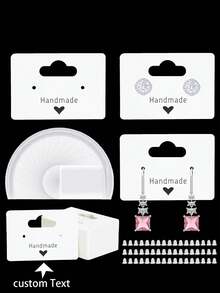 100-200pcs Earring Display Cards, Customized Store Name, Material, Earring Display Cards, Including Self-Sealing Bags And Earring Backs, Handmade Earring Jewelry Packaging Cards, Used For Displaying Earrings - Multicolor - View 1