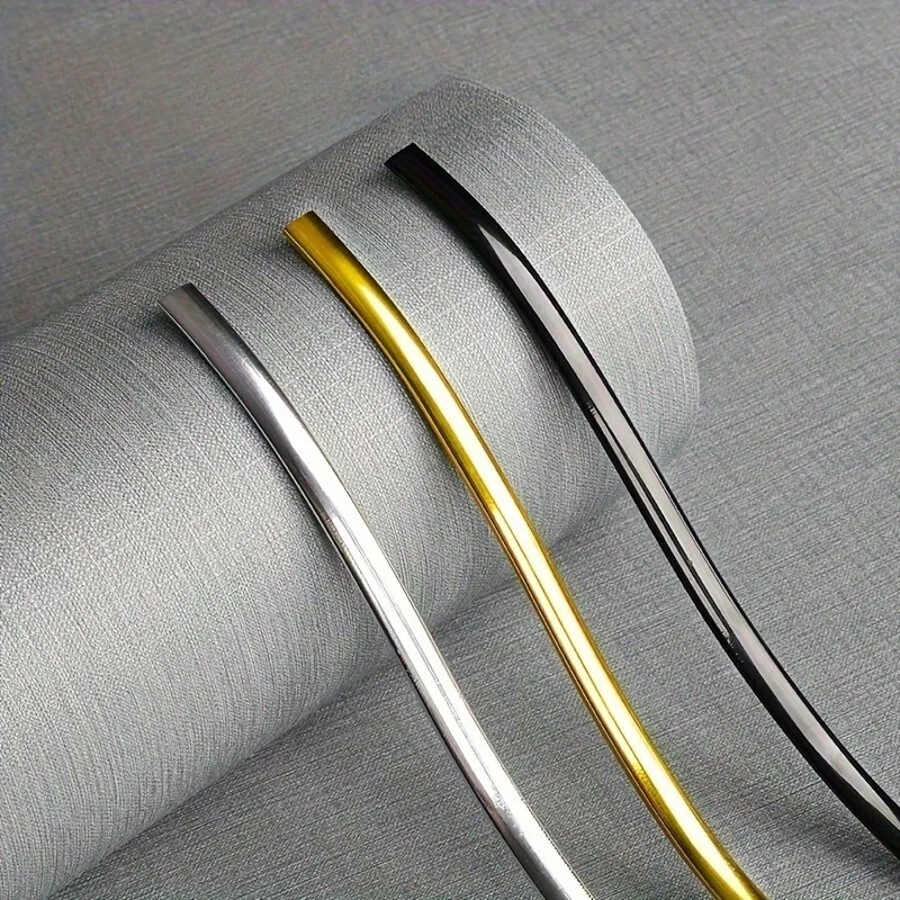 自黏式裝飾飾條，適用於牆面、門窗及邊緣 - 防水金屬質感密封條，踢腳板、底板、廚房與浴室檯面縫隙裝飾、牆邊飾條、櫥櫃與相框飾條、天花板轉角
