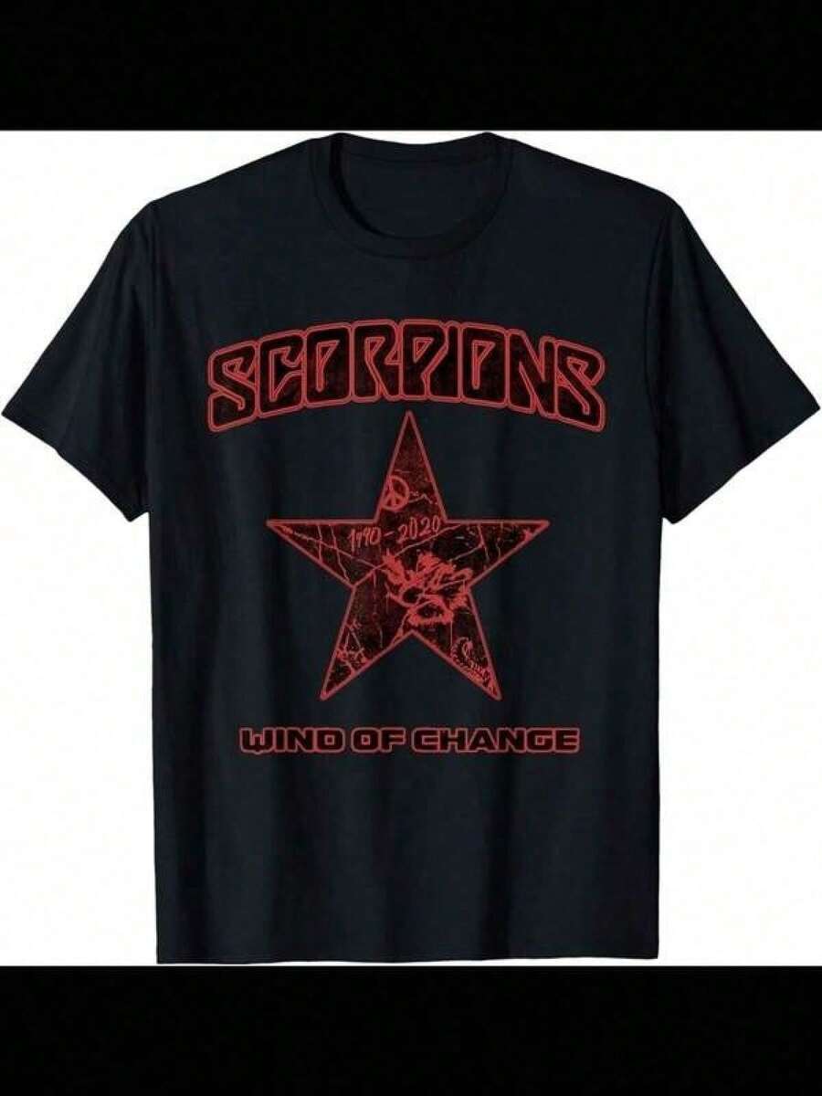 2026Women's & Men's Streetwear Cotton Graphic Tees, Sommer T shirt Sommer Hemd Herren Festival Outfit Fathers Day Gifts Official Scorpions Wind Of Change Black T-Shirt männer Tshirt Herren Baumwolle Family Matching Outfit Adult And Children's Sizes, Gifts For Men - Schwarz - Übersicht 1