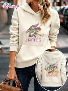 Disney Toy Story Buzz Lightyear & Woody To Infinity And Beyond Two-Sided Hoodie Women Casual Daily Wear Long Sleeve Soft Comfortable Retro Adventure Themed Outfit It Is A Gift For Fans And Friends, And It Is Also A Perfect Gift Choice For Lovers And Family. - 杏色 - 查看 1