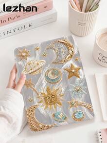 Pearly Moon And Star Print Pattern Tablet Protective Case, Compatible With Tablet 10.2 Inch Tablet Pro 11 2021/2020/10th Gen/Tablet(A16) 11 Inch 11th Gen 2025, Compatible With Samsung Galaxy Tab A8 10.5 Inch 2022, Matepad 10.4/Tab/, With Pen Slot, Shockproof, Tablet Stand Protective Shell, Gift For Kids / Gift For Family / Year-End - Multicolor - View 2