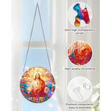 Acrylic Puzzles Suncatcher Window Hanging, 83 Pieces 7.4 Inch Sun Catcher Acrylic Puzzles Garden Decoration For Women Men Mom Birthday Gift Home Decor (Dawn Flower) - 耶穌聖光 - 查看 5